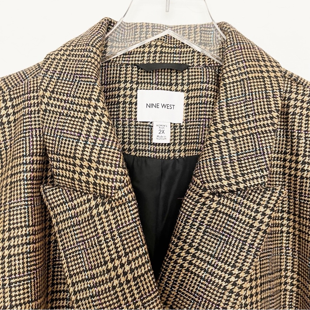 Nine West Womens Blazer Brown and Tan with Metallic Accents Size 2X - Picture 5 of 10